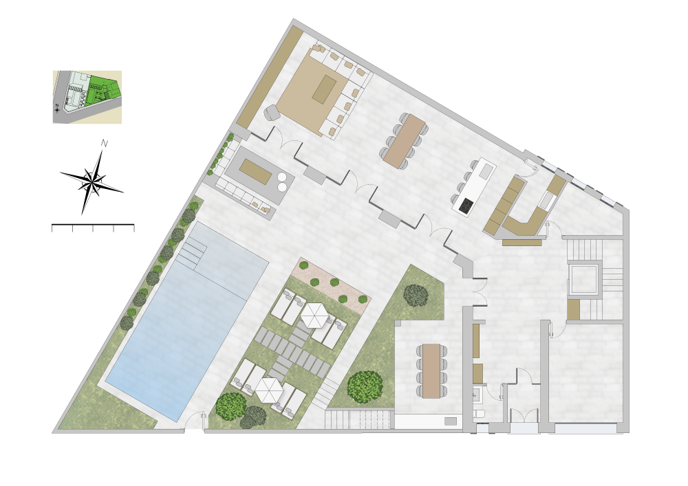 Groundfloor map of S'Herba Blanca refined townhouse