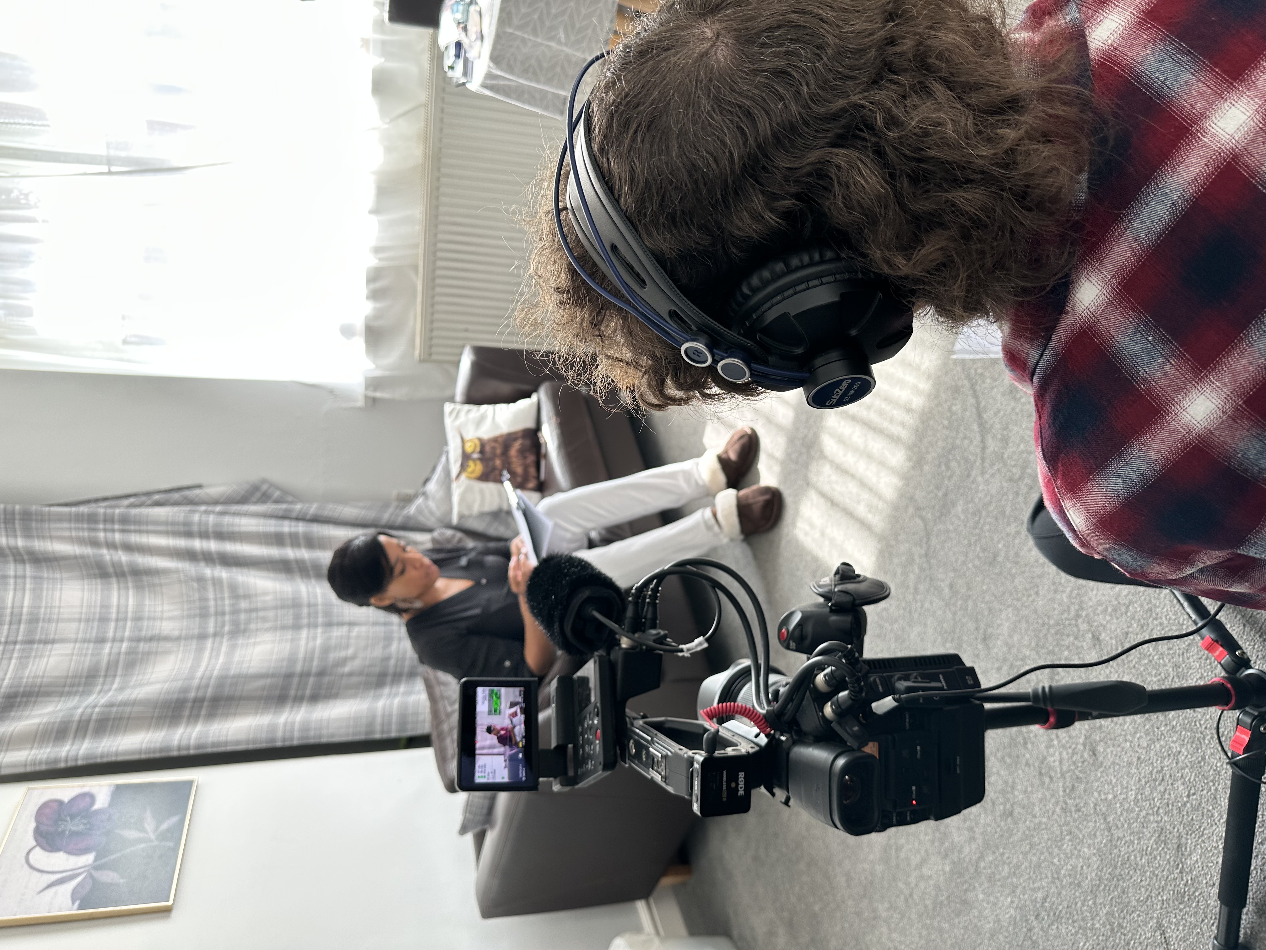 Jon King from Flamelight Films on location in County Durham with online influencer/commentator Kate Pearl