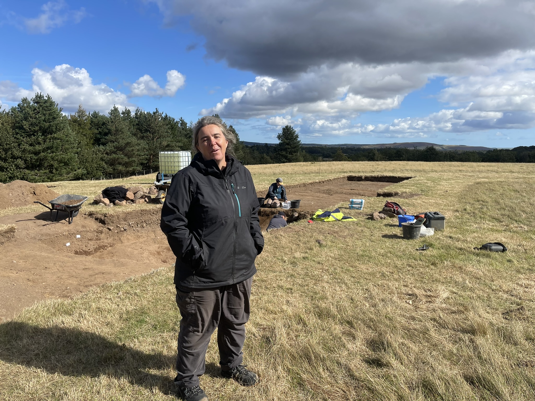 Durham University's Professor Sarah Semple on site at Yeavering (MagNorth)