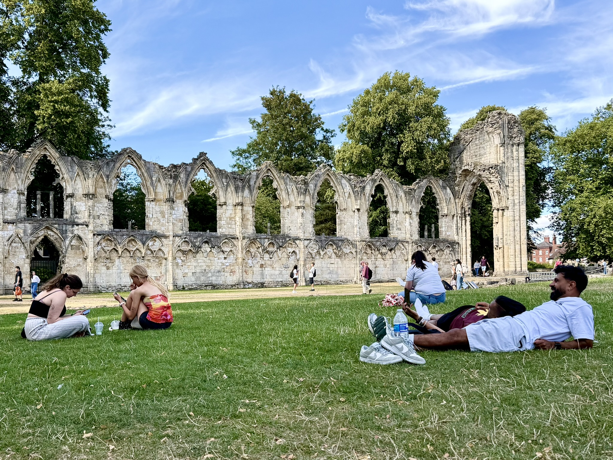 Amjit and his friend take timeout among the ruins of St Mary’s Abbey, York