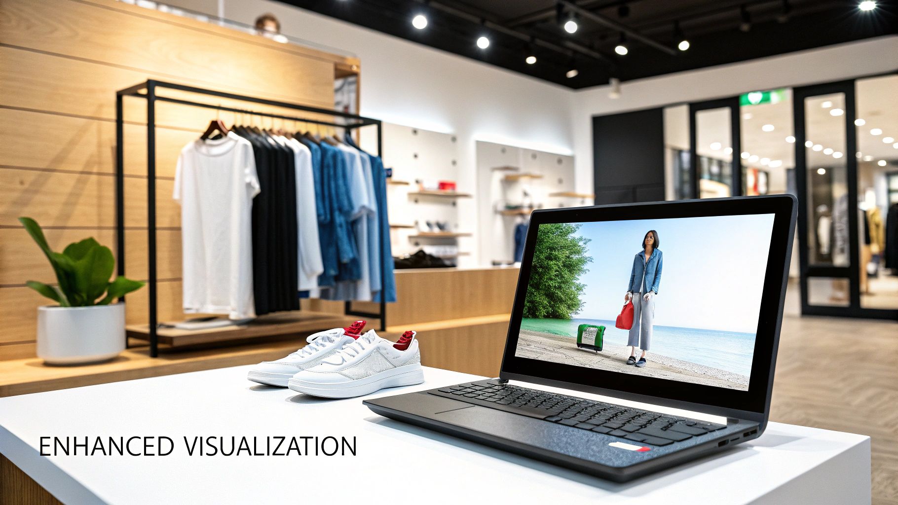 A close-up of a sleek, modern piece of furniture showcasing intricate design details, all created using 3D product rendering.