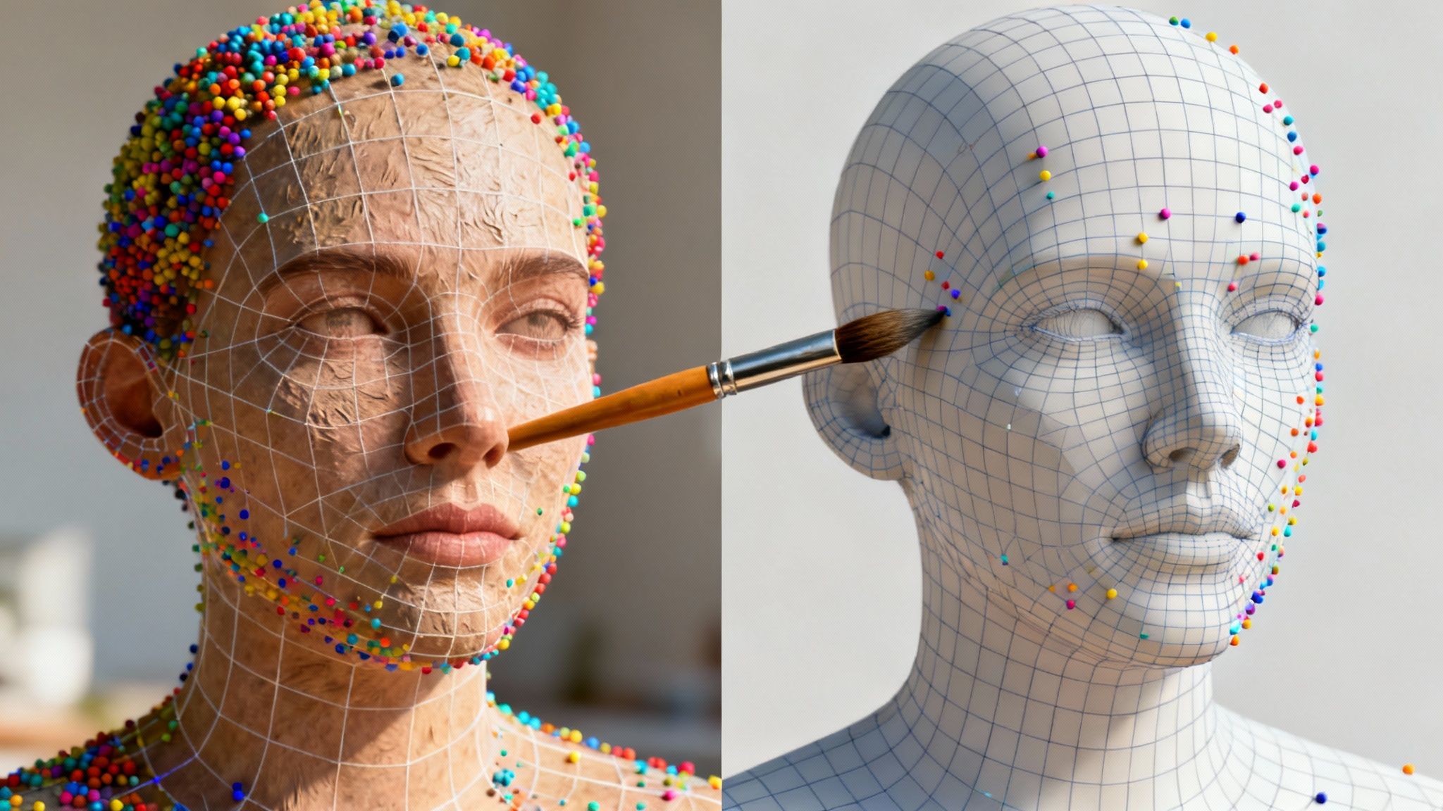 A 3D model being refined in Blender, showing the clean topology of the mesh.