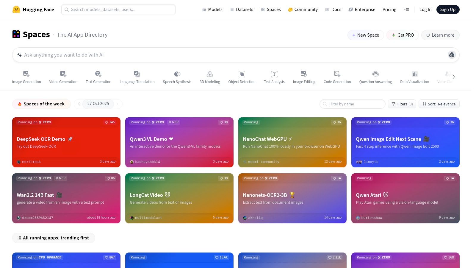 Hugging Face Spaces – Image Generation Directory