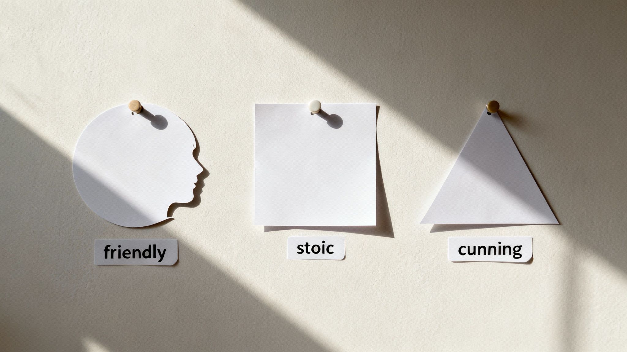 A collection of dynamic black and white character silhouettes against a soft coloured background, showcasing varied poses and shapes.