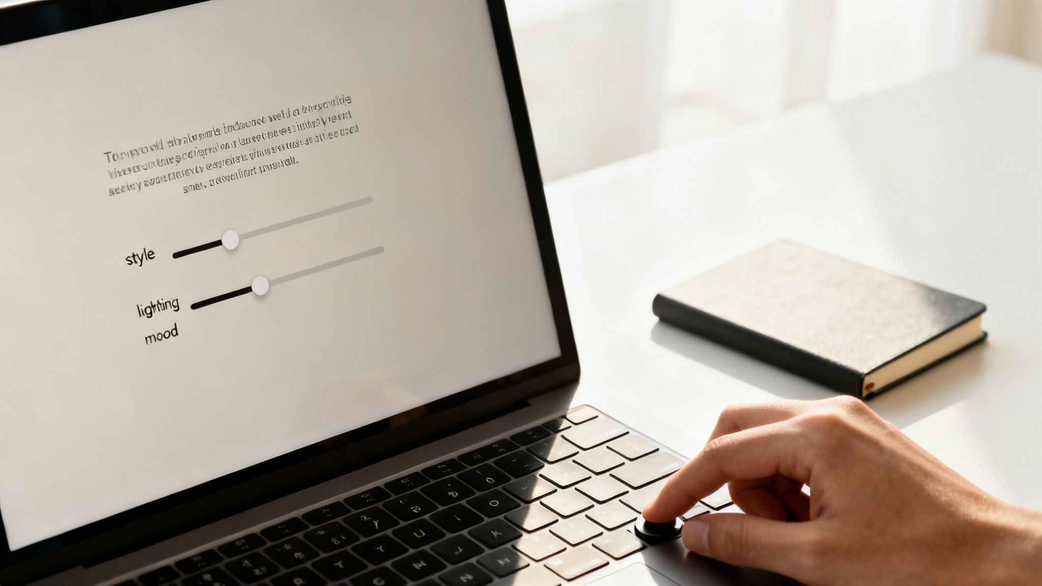 A person typing on a laptop, illustrating the act of crafting an AI prompt