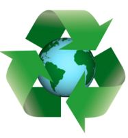 planet earth surrounded by green recycle arrows