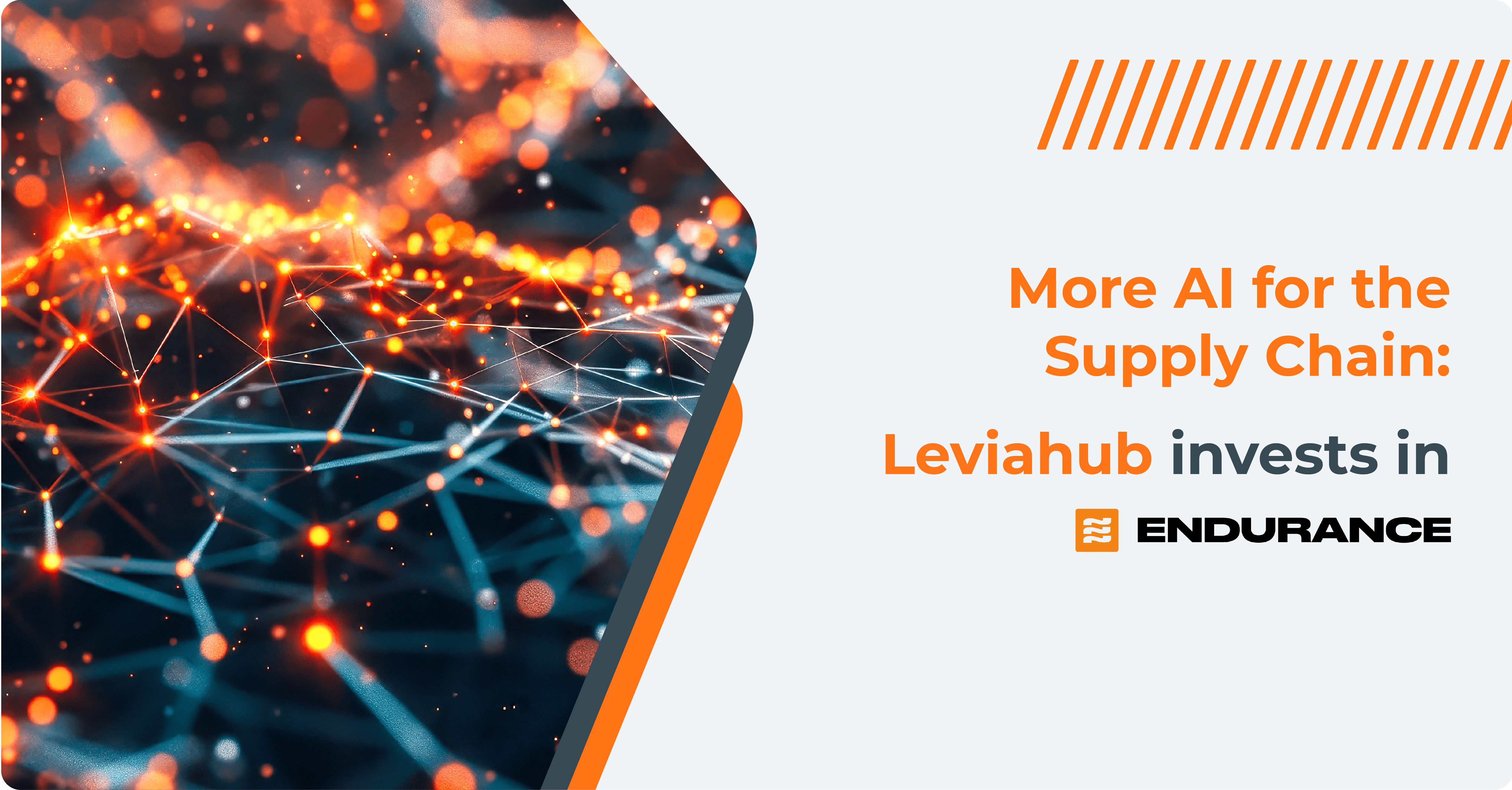 Abstract visual showing a connected digital network symbolizing Artificial Intelligence and data-driven Supply Chain innovation, announcing Leviahub’s investment in Endurance.