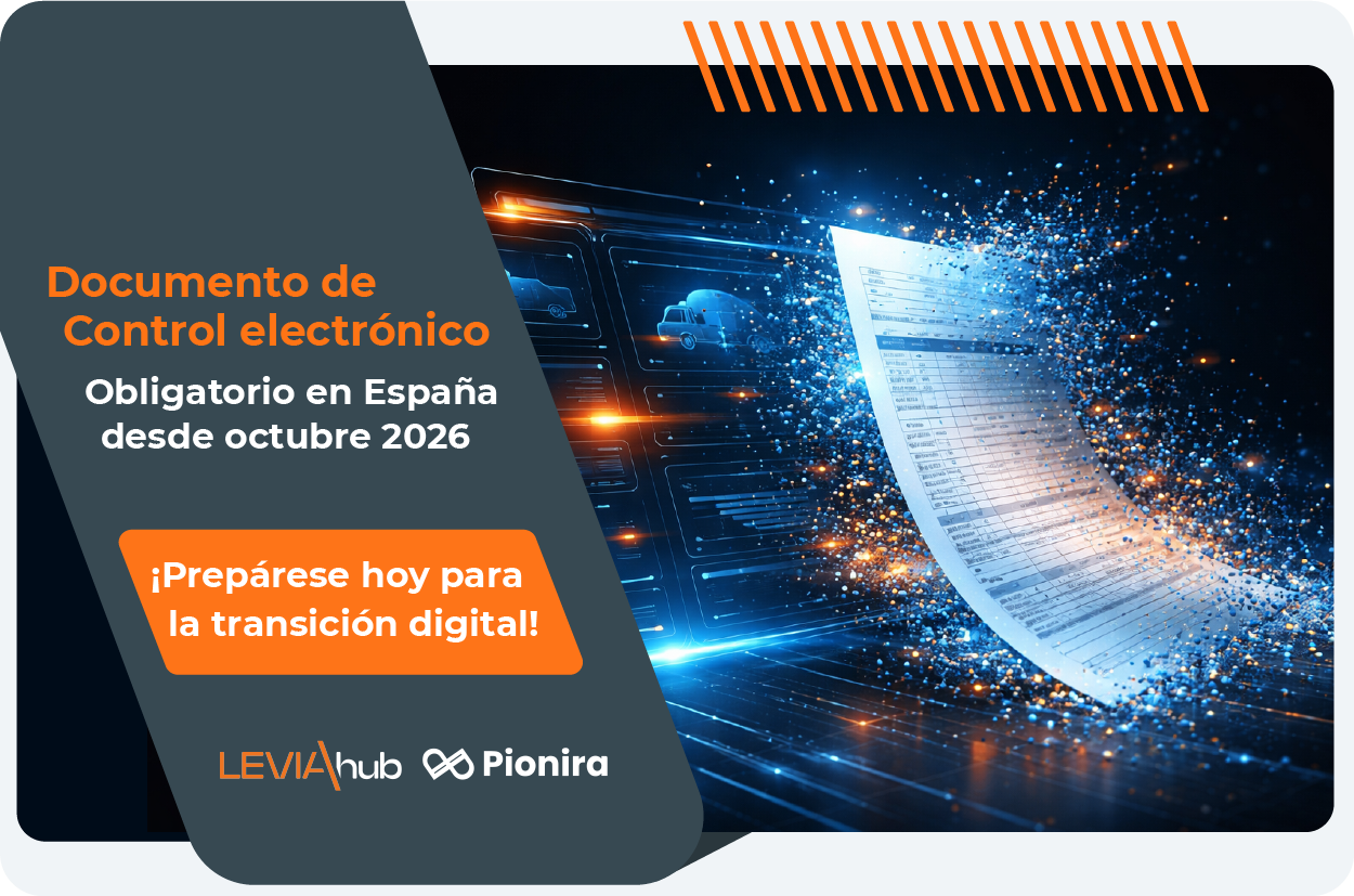 Documento de Control electrónico obligatorio en España desde octubre de 2026, representación visual de la digitalización de documentos de transporte por carretera y transición hacia el eCMR.