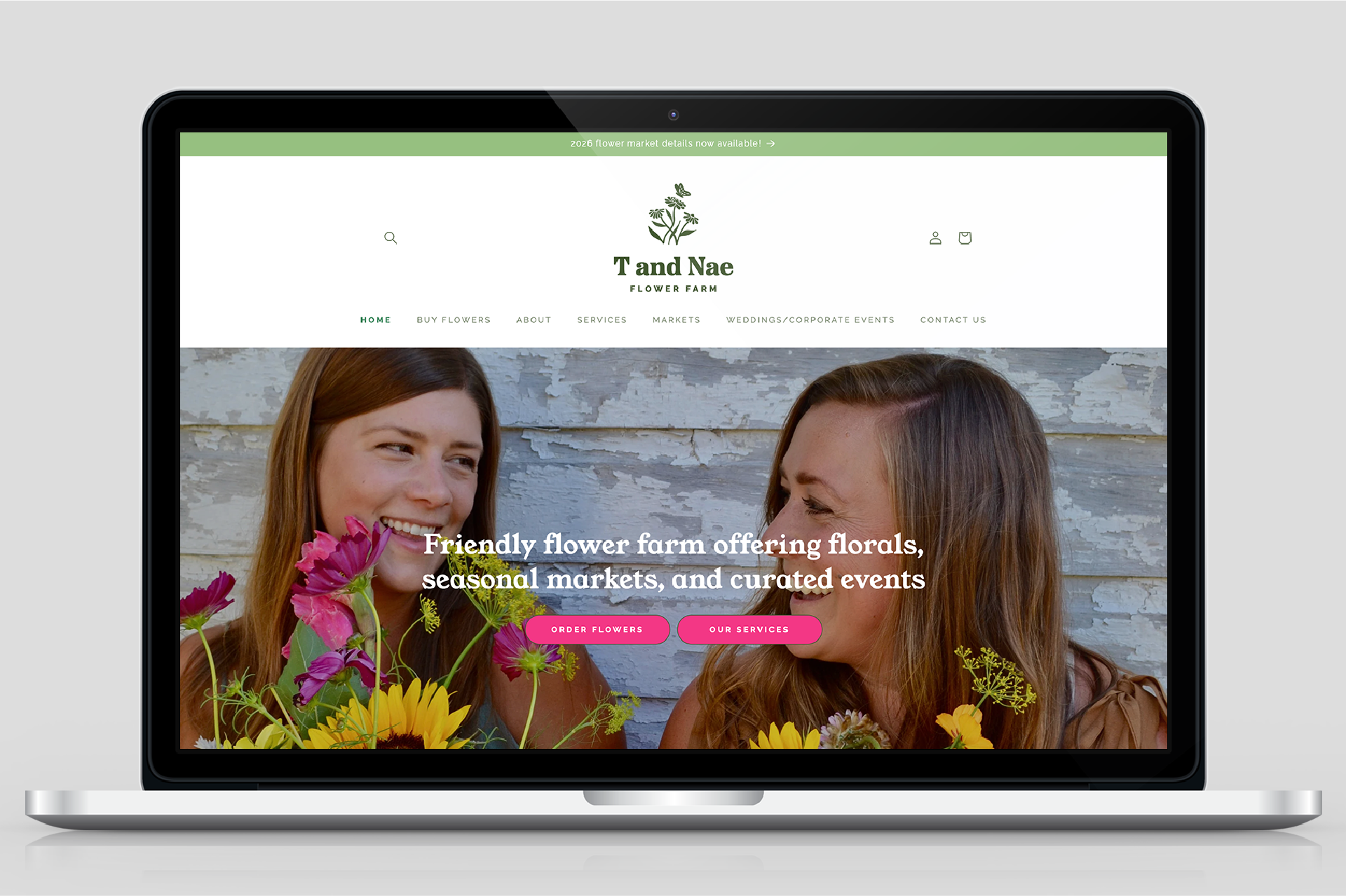 T and Nae Flower Farm website design