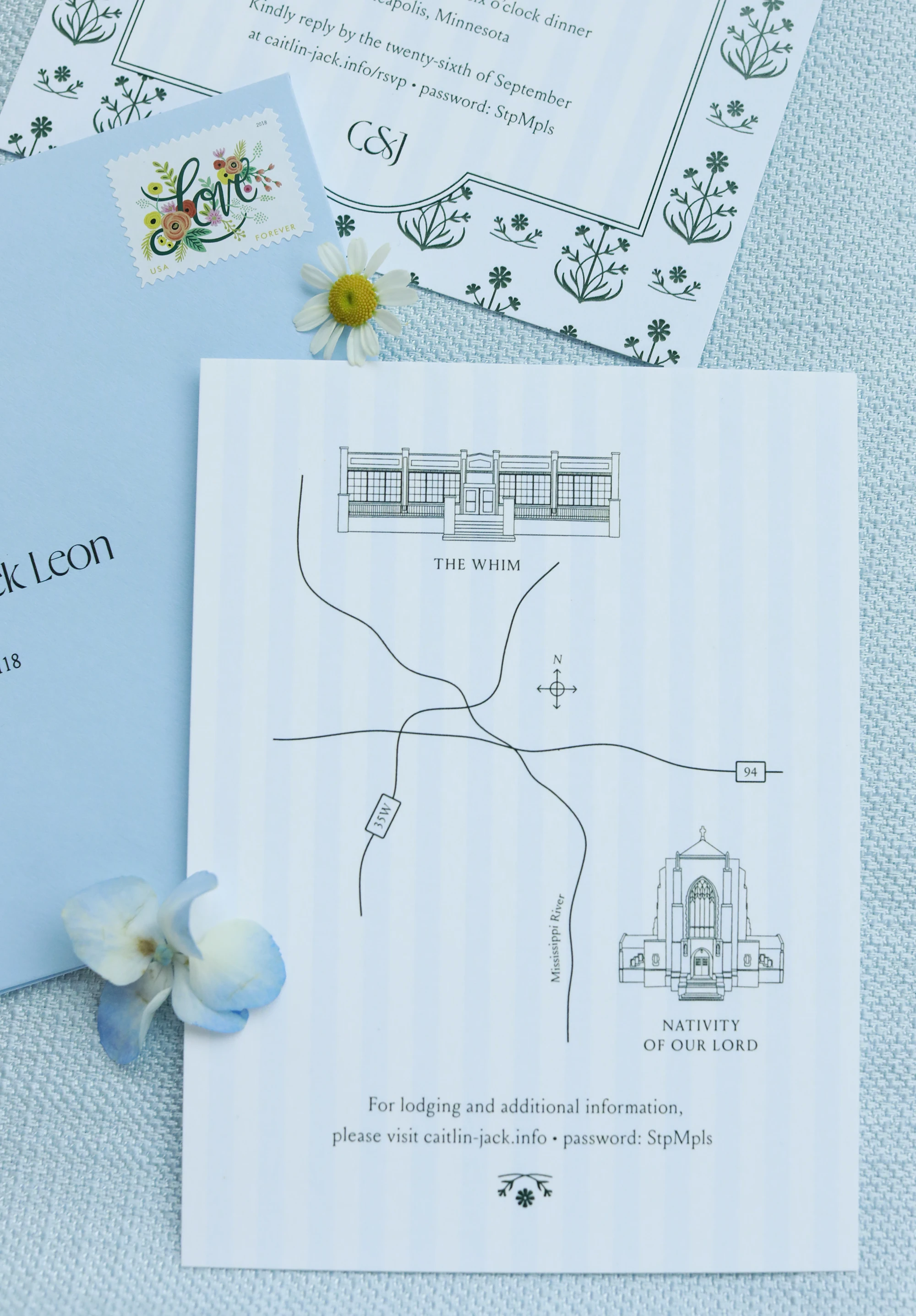 Wedding invitation design by Caitlin Hottinger