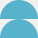 Blue circle with a horizontal stripe pattern creating a wave-like design on a white background.