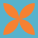 Four orange leaves arranged symmetrically on a teal background resembling a flower or pinwheel.
