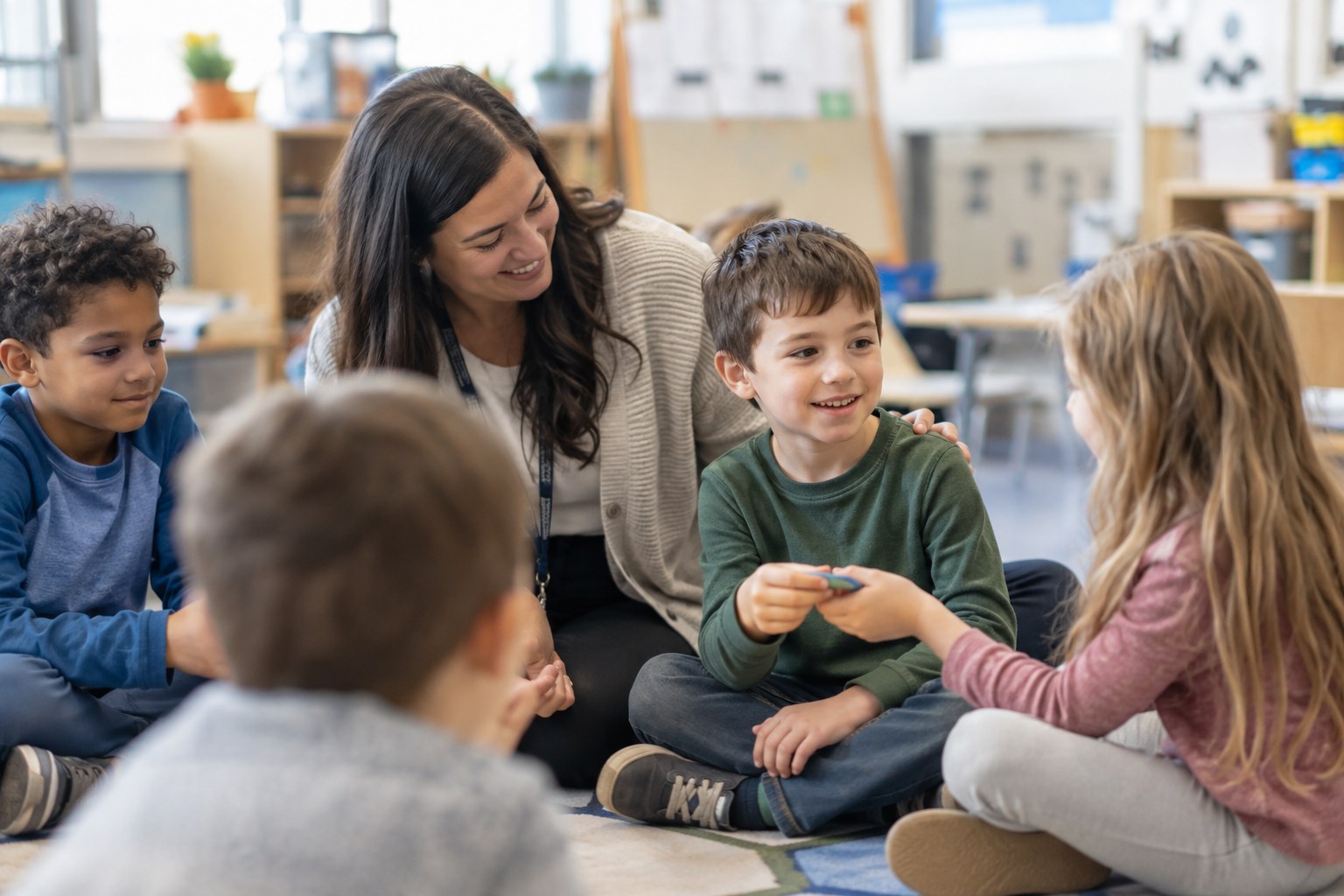 Collaborative In-School ABA Support in Marietta, GA helping a child practice communication and classroom participation skills