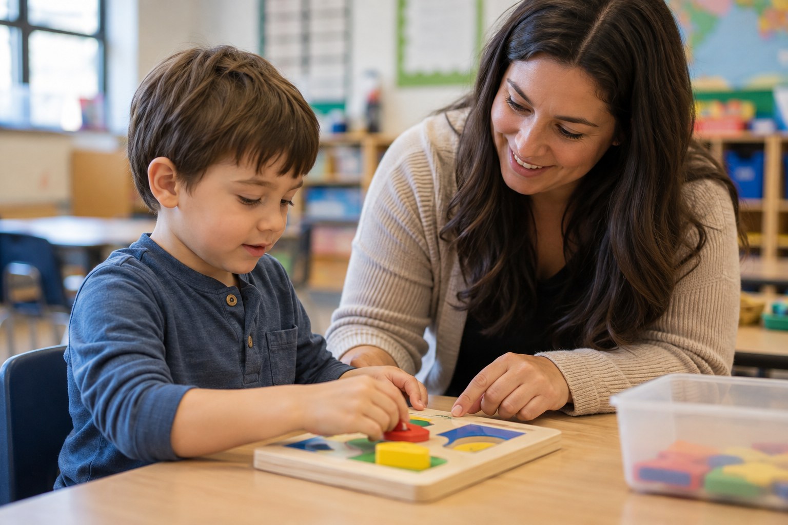 Child developing school-day independence and social skills with collaborative in-school ABA support in Marietta, GA