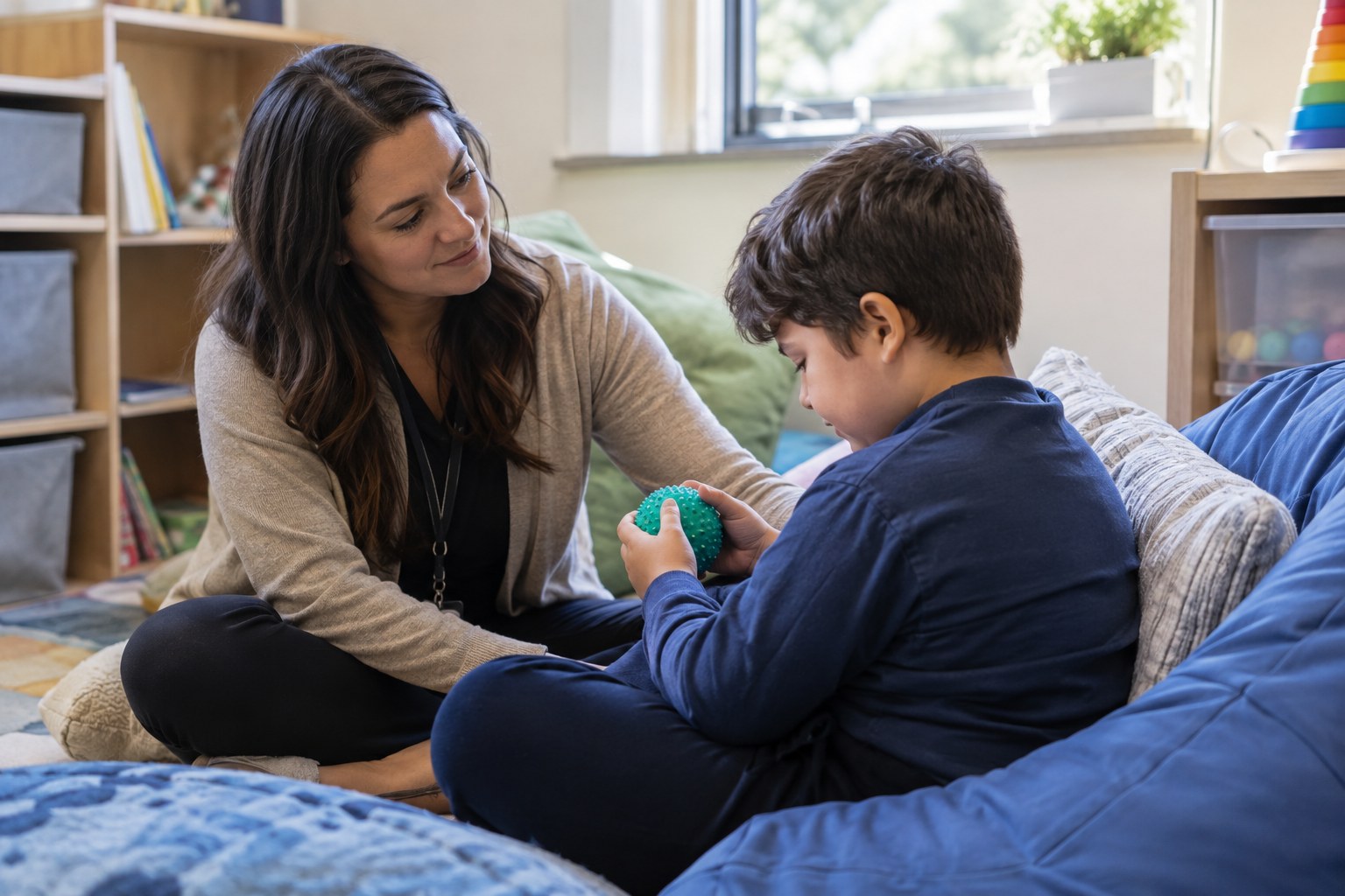 Personalized In-School ABA Support in Sandy Springs, GA helping a child build communication and classroom routine skills