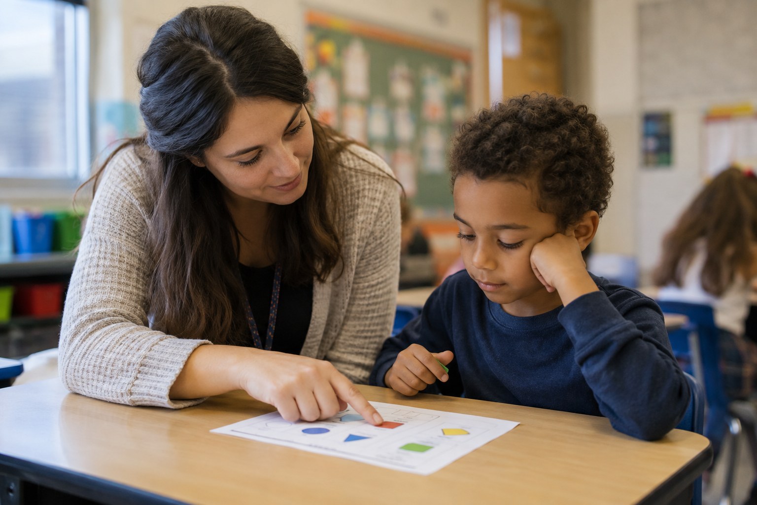 Professional In-School ABA Support in Atlanta, GA supporting a child with communication and classroom participation