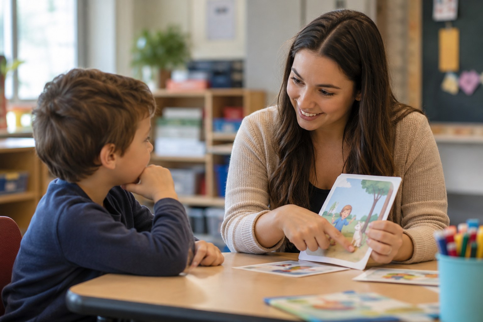 Compassionate In-School ABA Support in Towson, MD helping a child strengthen communication and school-day skills