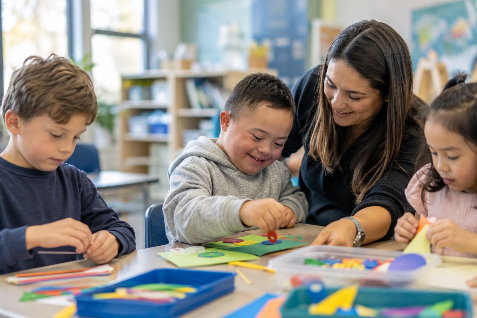 Comprehensive In-School ABA Support in Philadelphia, PA helping a child practice communication and classroom participation skills