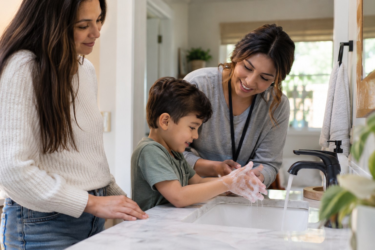 Child practicing everyday independence with supportive home-based ABA therapy in Towson, MD