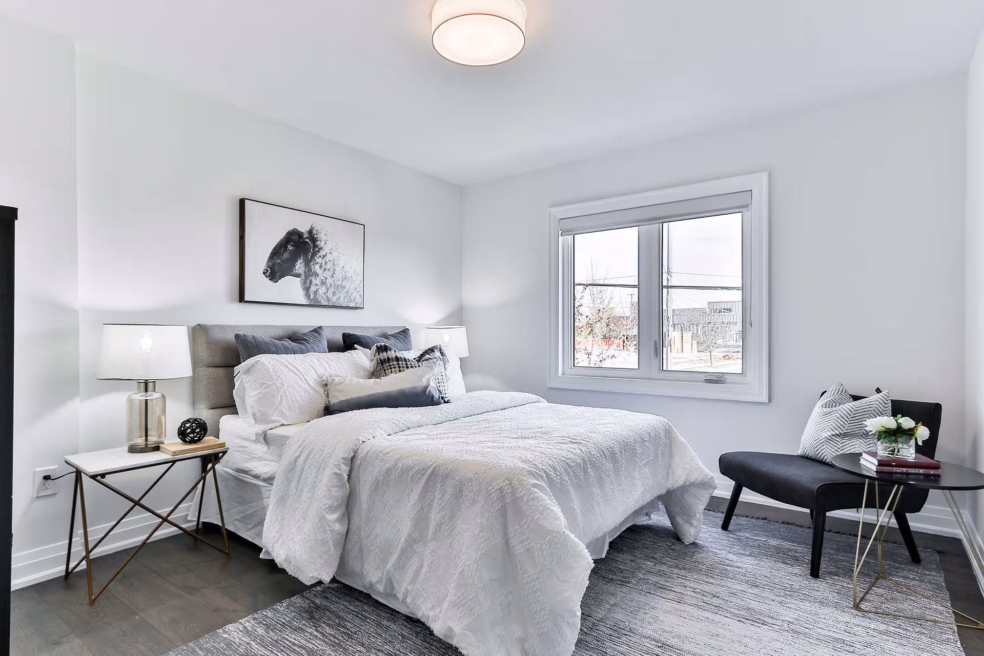 bed with nice white room