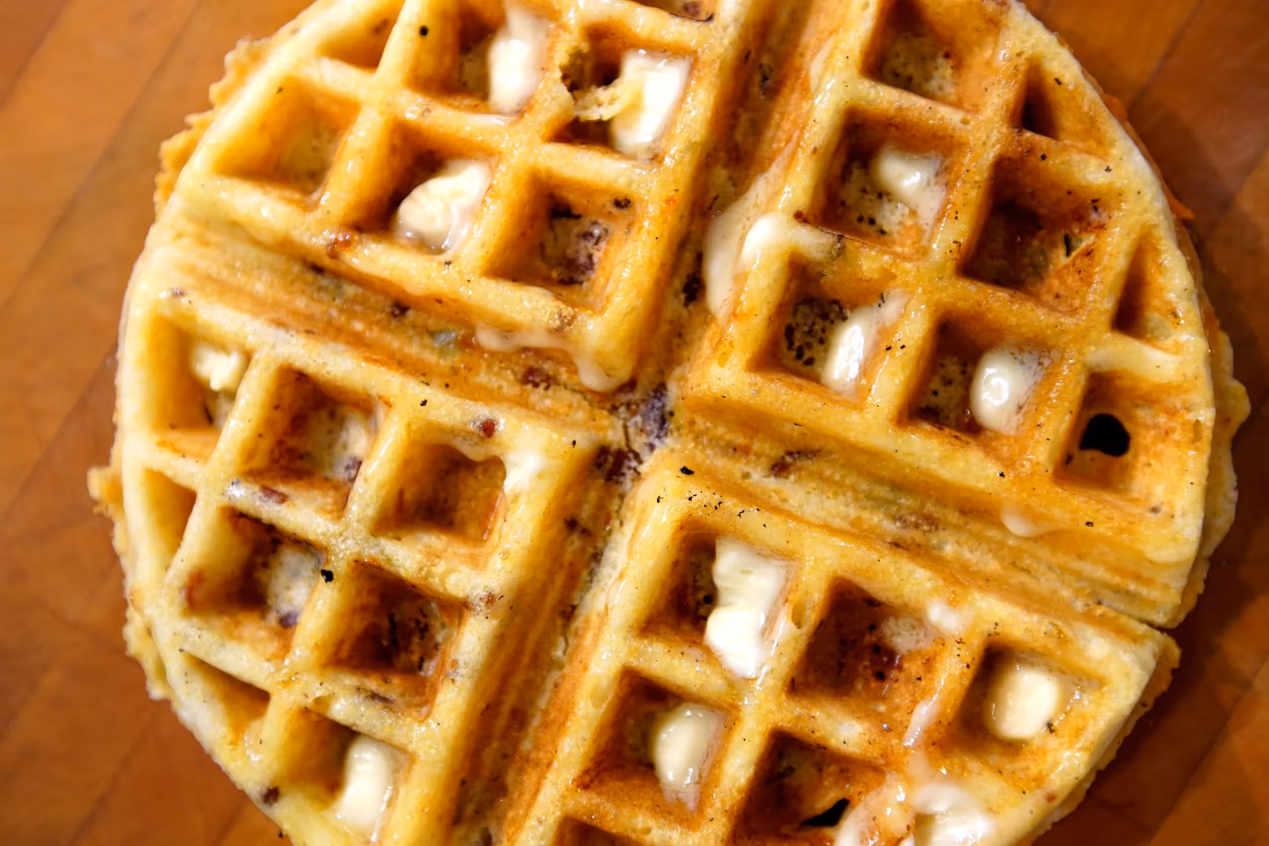 Cornbread Waffles with Bacon
