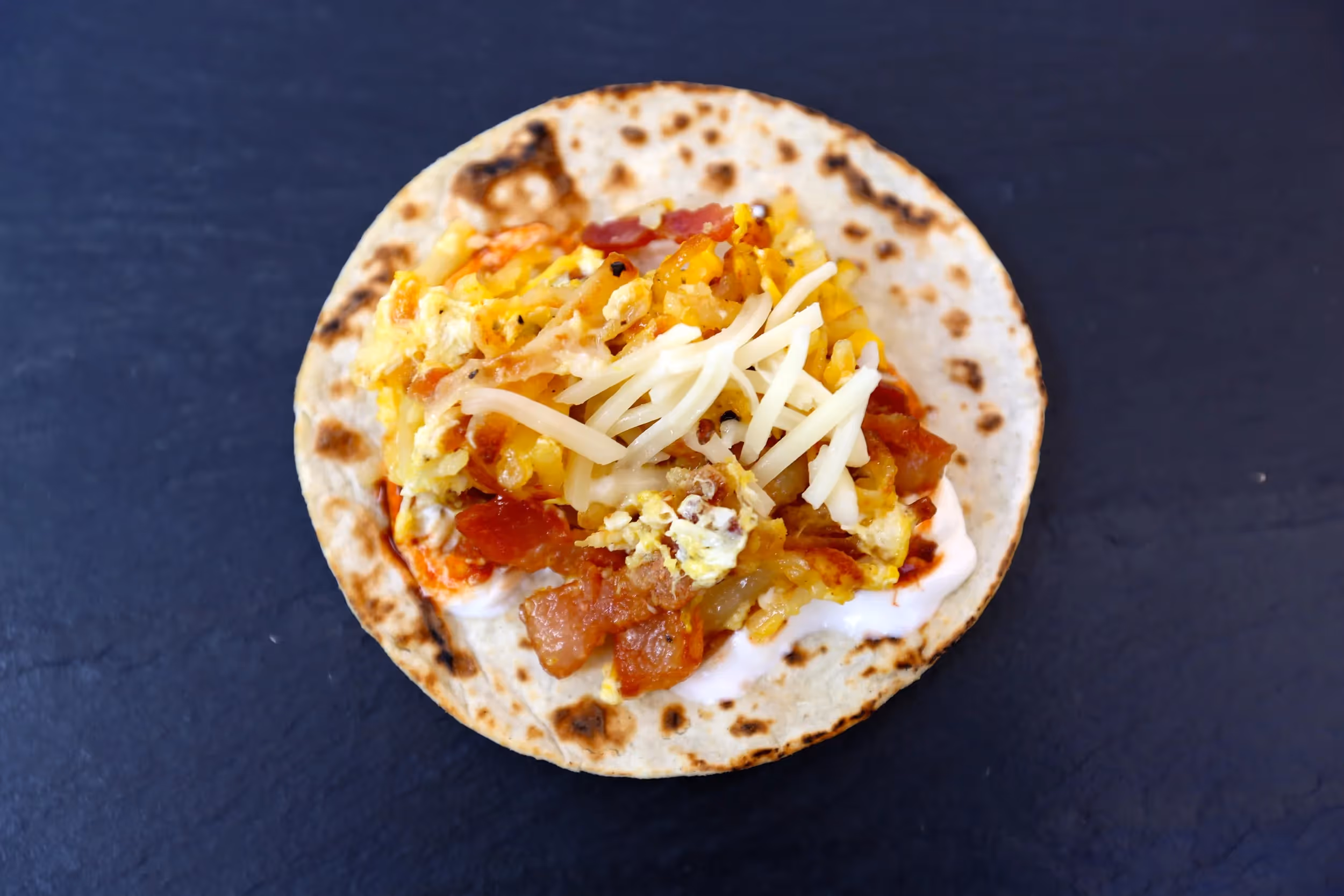 Egg, Bacon and Hash Brown Taco