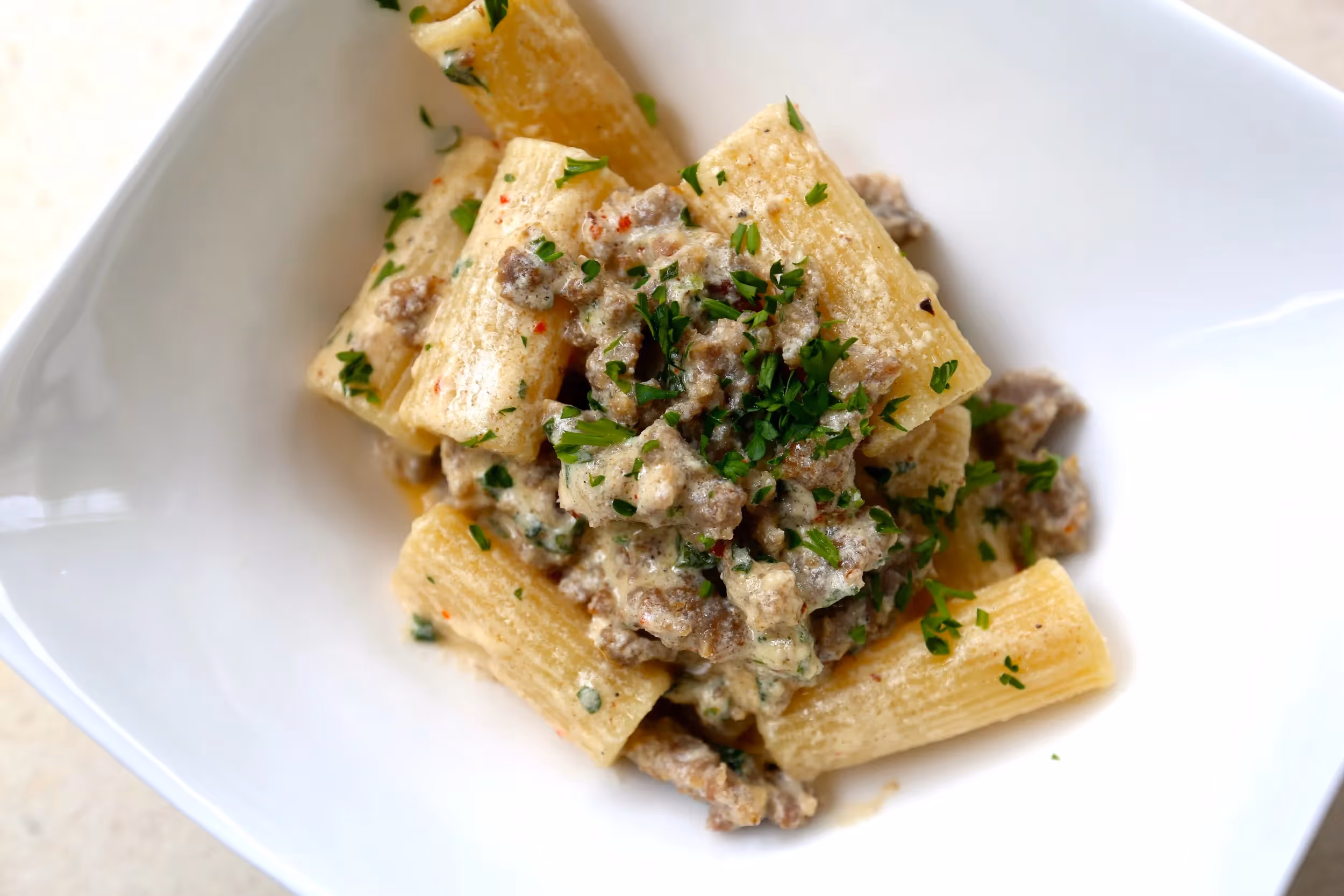 Pasta with Bratwurst & Sour Cream
