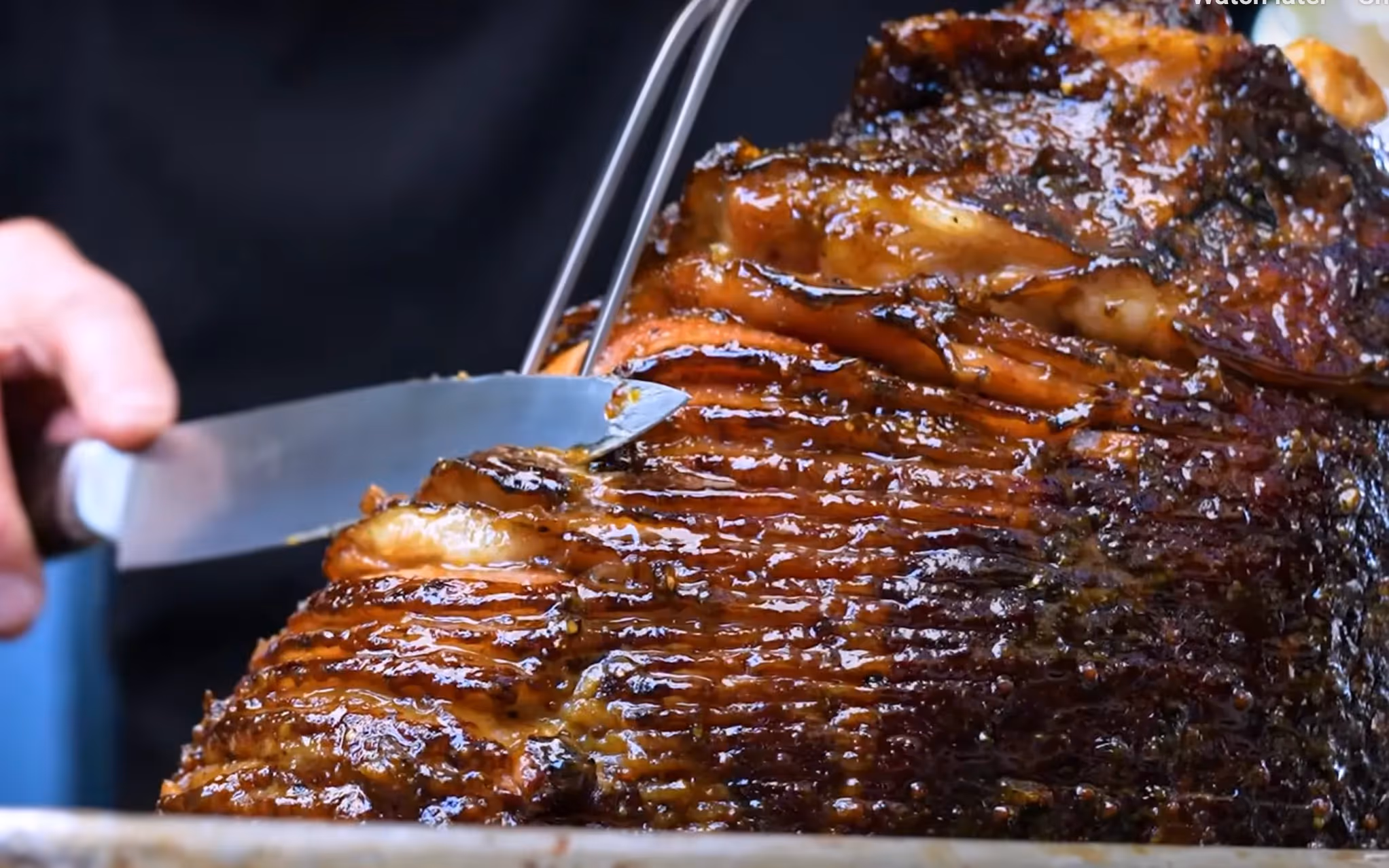 Cherry Bourbon Glazed Ham 