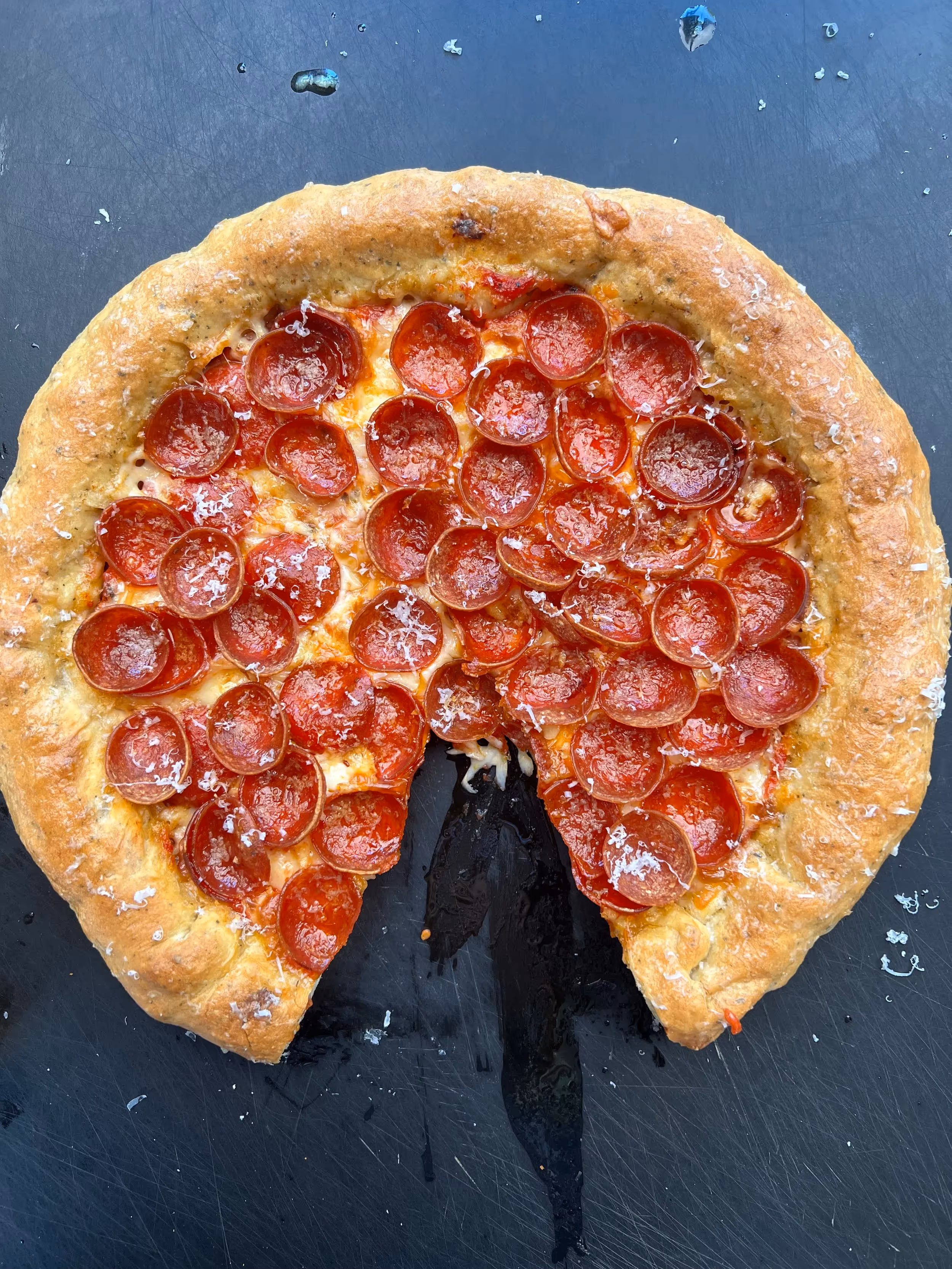 Round, square, thin, thick, saucy, whatever. We don't give a shxt cuz we just love pizza. 