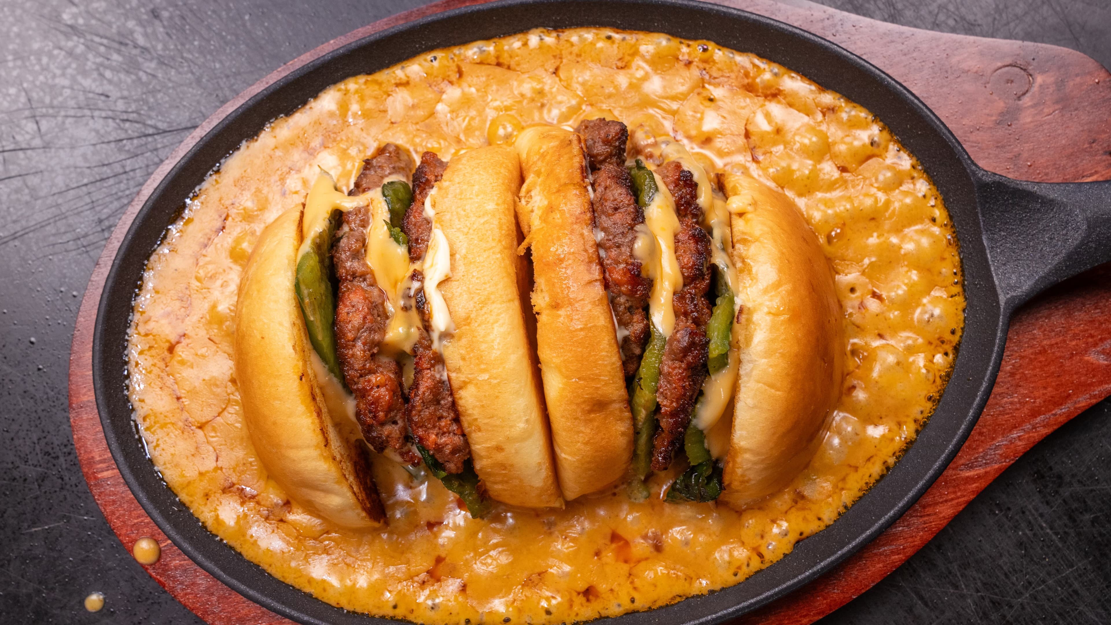 Molten Green Chili Cheeseburger