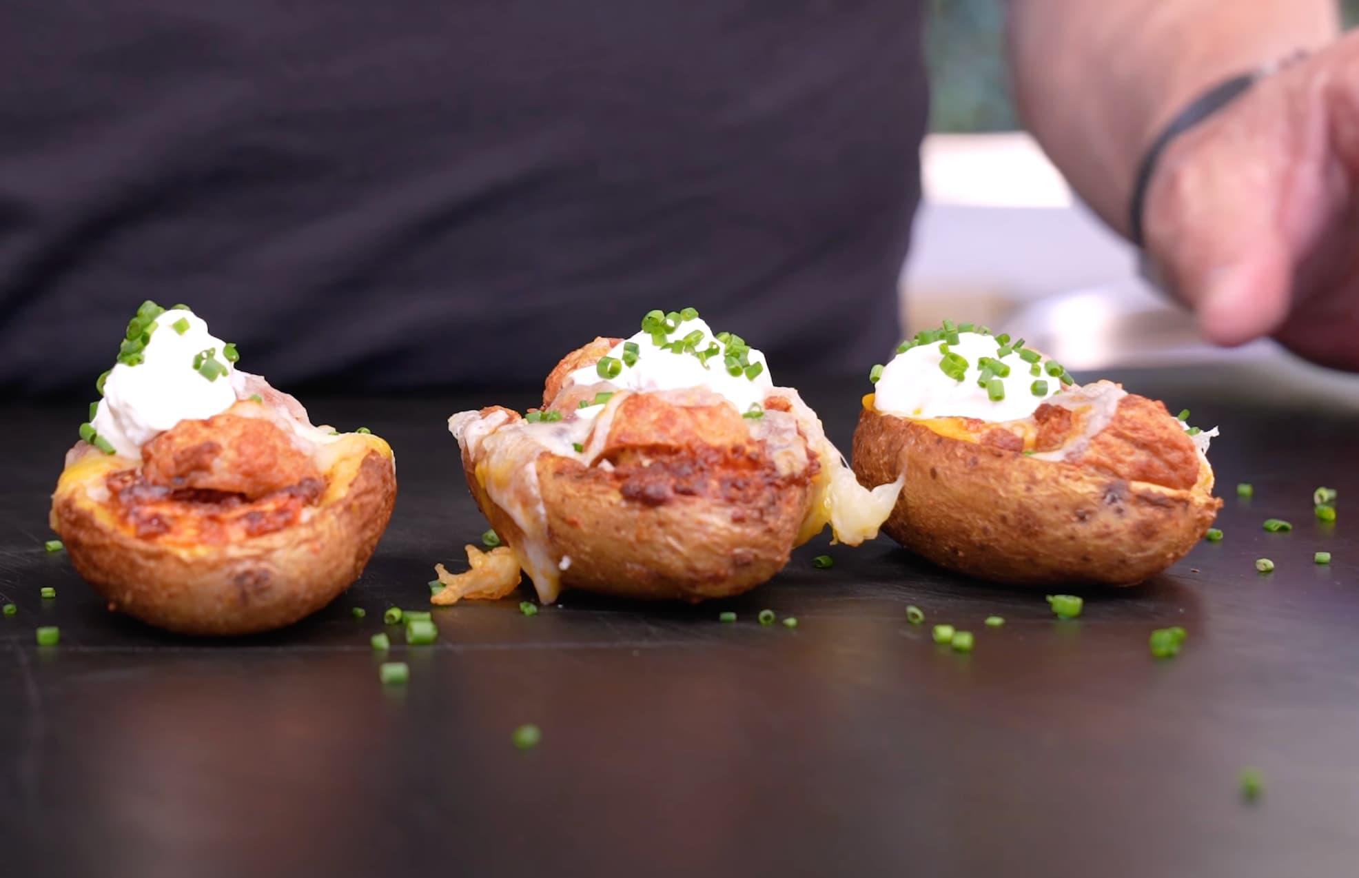 Cheesy Meatball Potato Skins