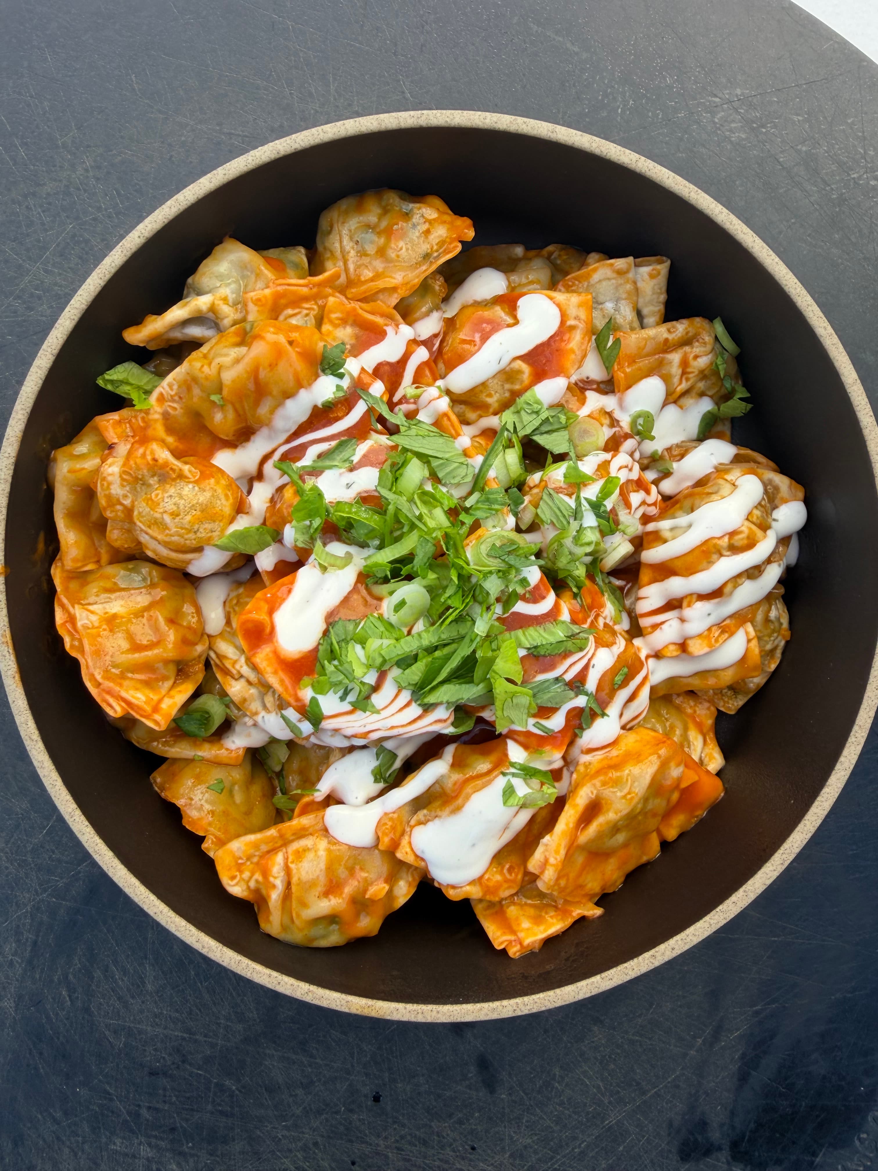 Air Fryer Crispy Buffalo Chicken Wontons