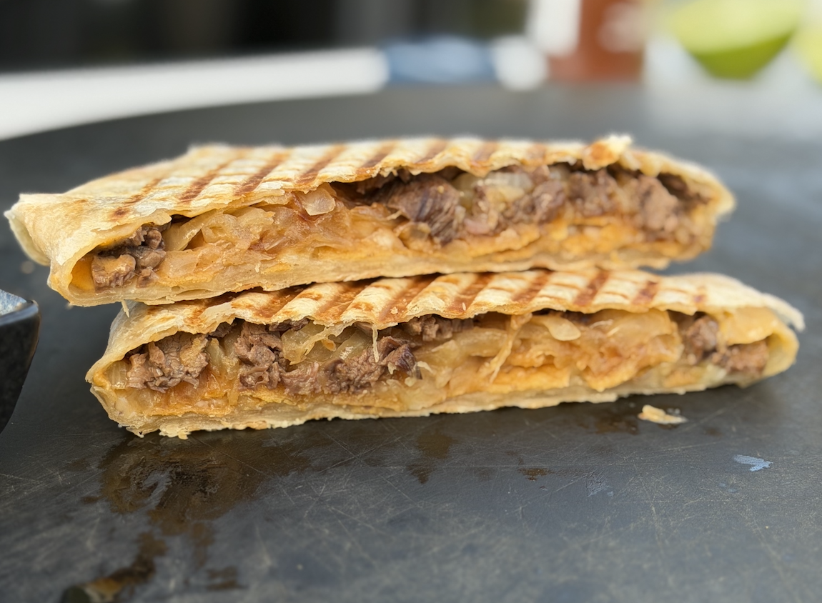 Leftover Steak & Onion Crunch Wrap 