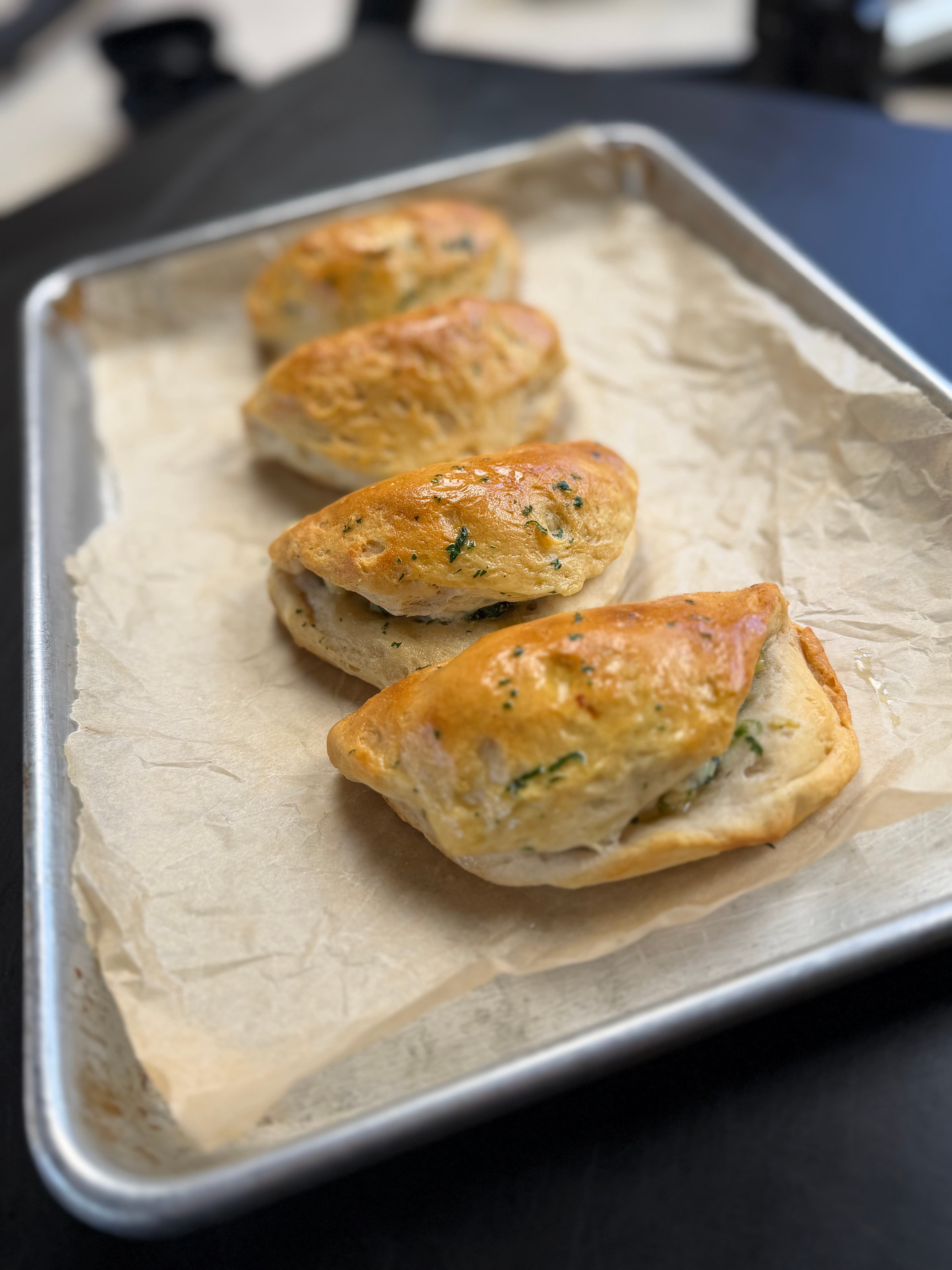 Spinach Artichoke Chicken Stuffed Biscuits