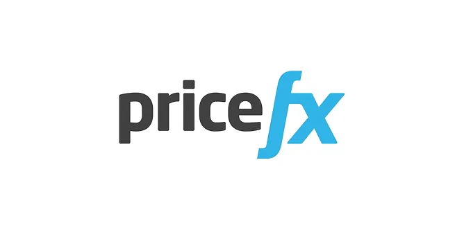 Pricefx logo with 'price' in black and stylized 'fx' in blue on a white background.