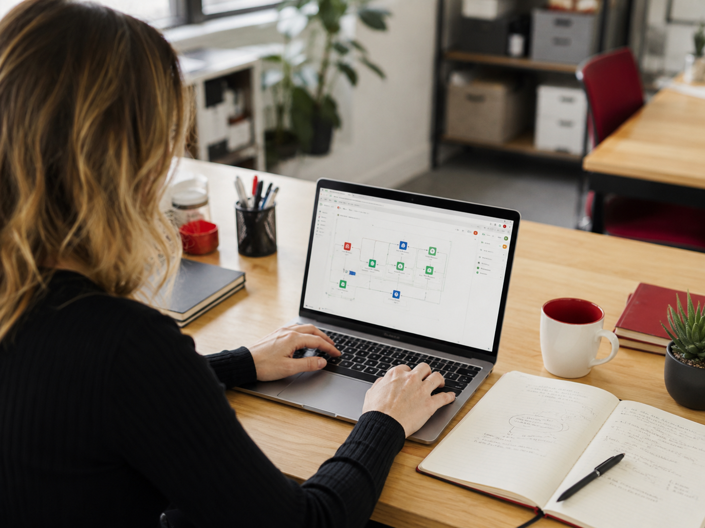 Professionnelle apprenant à automatiser ses tâches avec l’intelligence artificielle