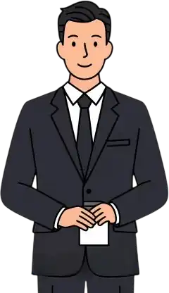 Clipart image of a white man in a suit representing an assistant
