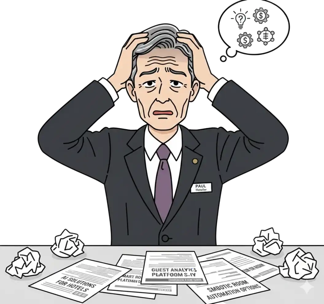 Hotelier interested in investing in hospitality AI frustrated and confused.