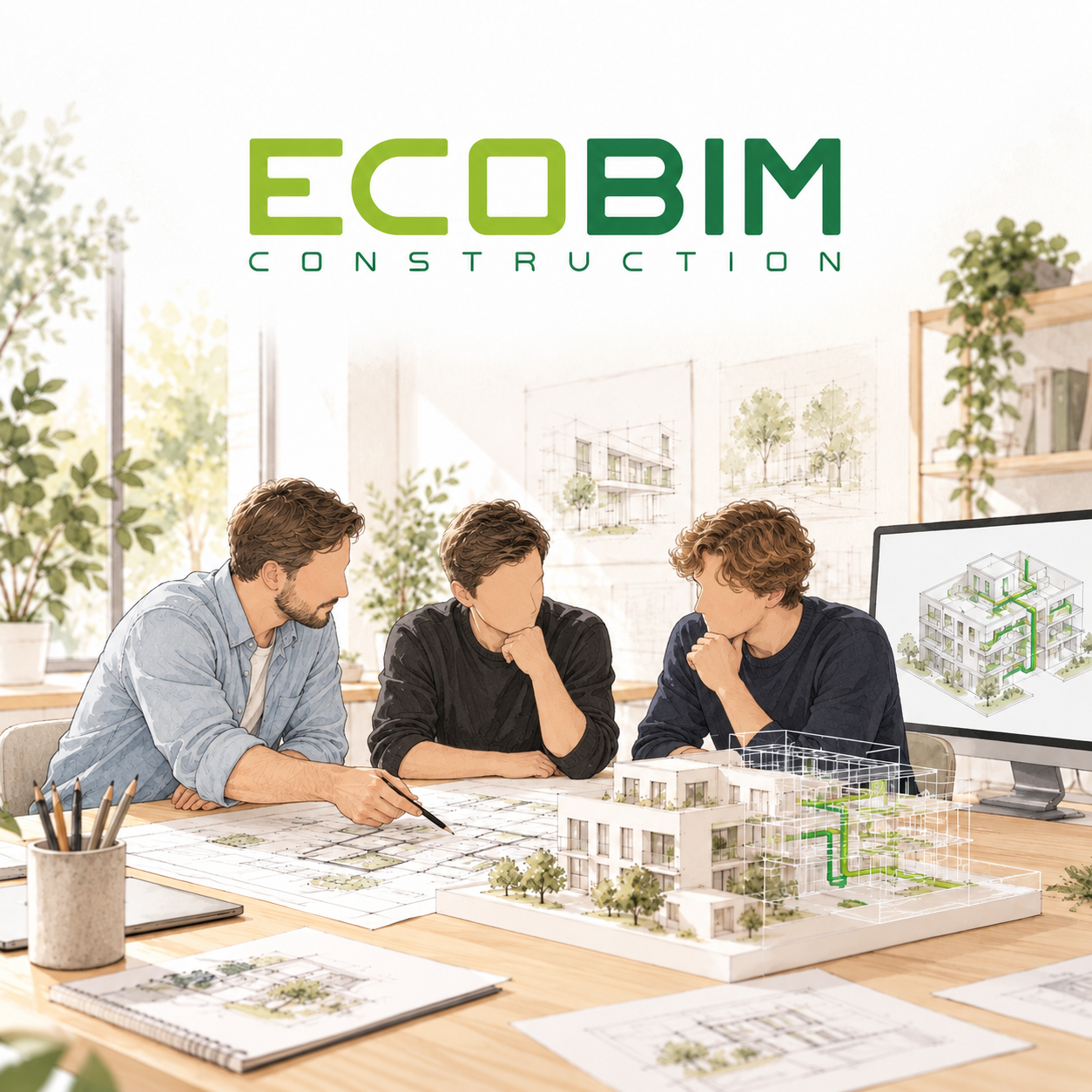 Représentation d'une maison architecturale réalisée sous Revit en BIM