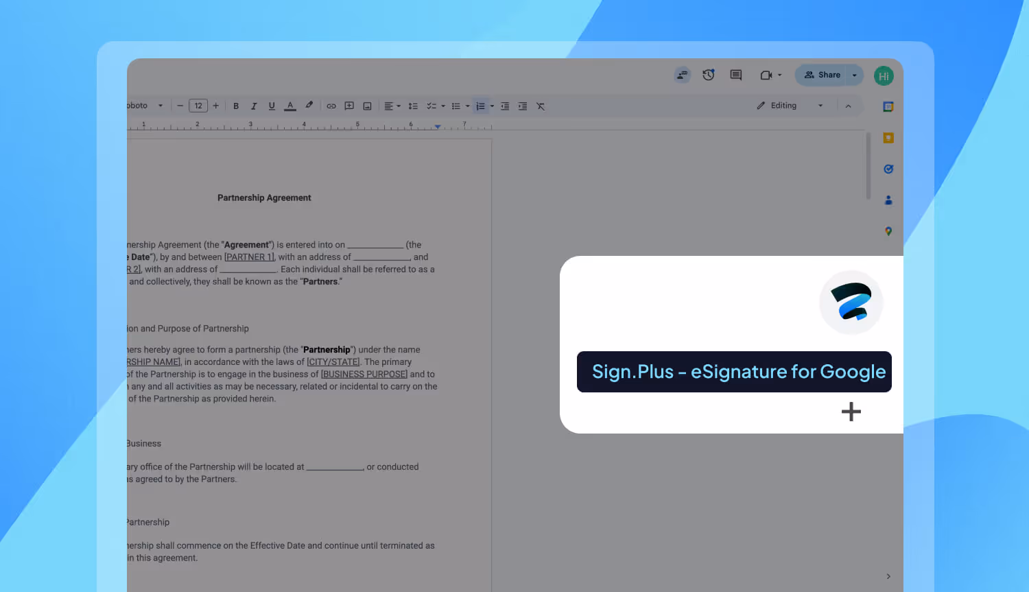 Zugriff auf die Google-Extension-Seitenleiste von Sign.Plus