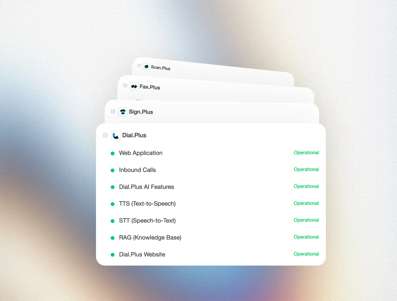 One status page for the whole suite