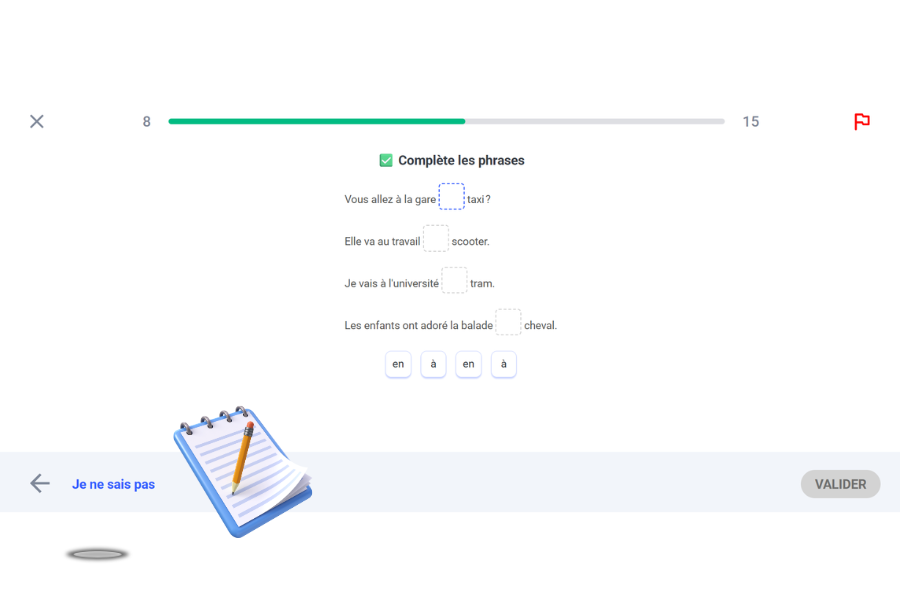 Les prépositions avec les moyens de transport