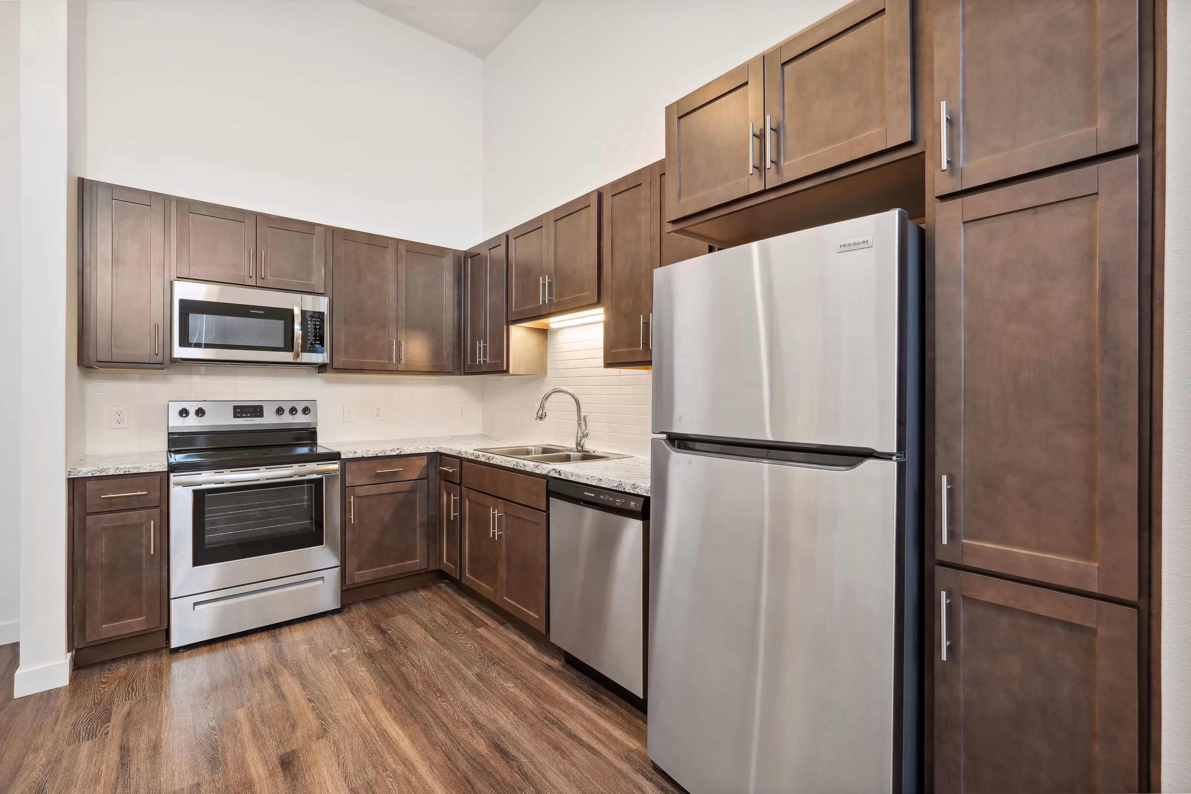 Kitchen with stainless steel appliances
