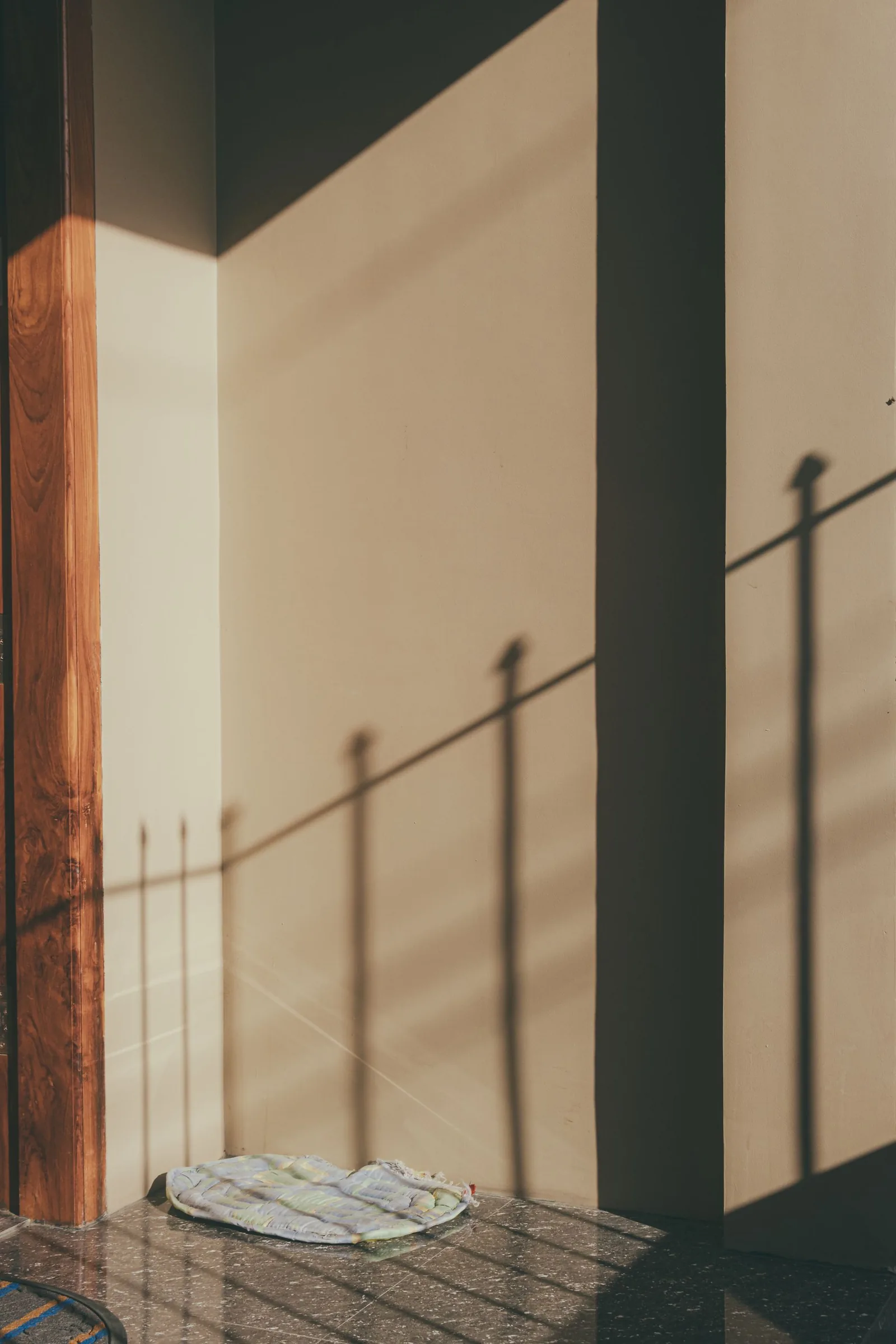 Sunlight and shadow on a wall