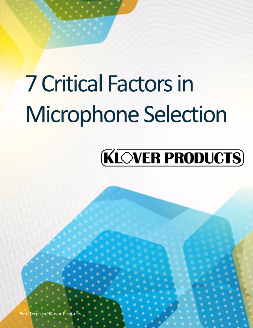 Cover image of Critical Factors In Microphone Selection white paper