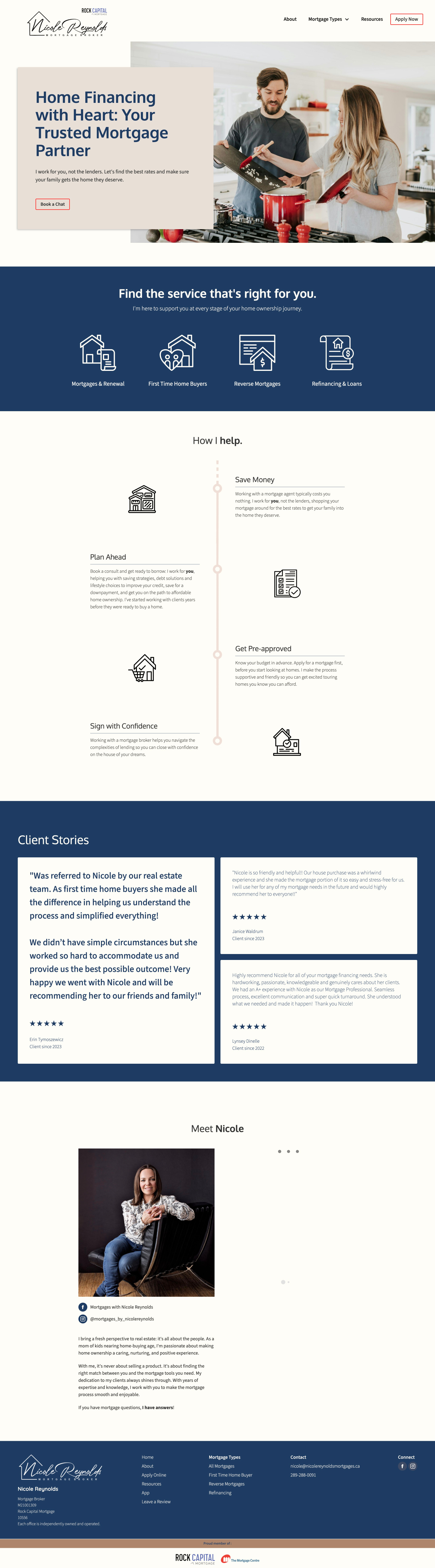 Screenshot of the home page of the mortgage site. 
