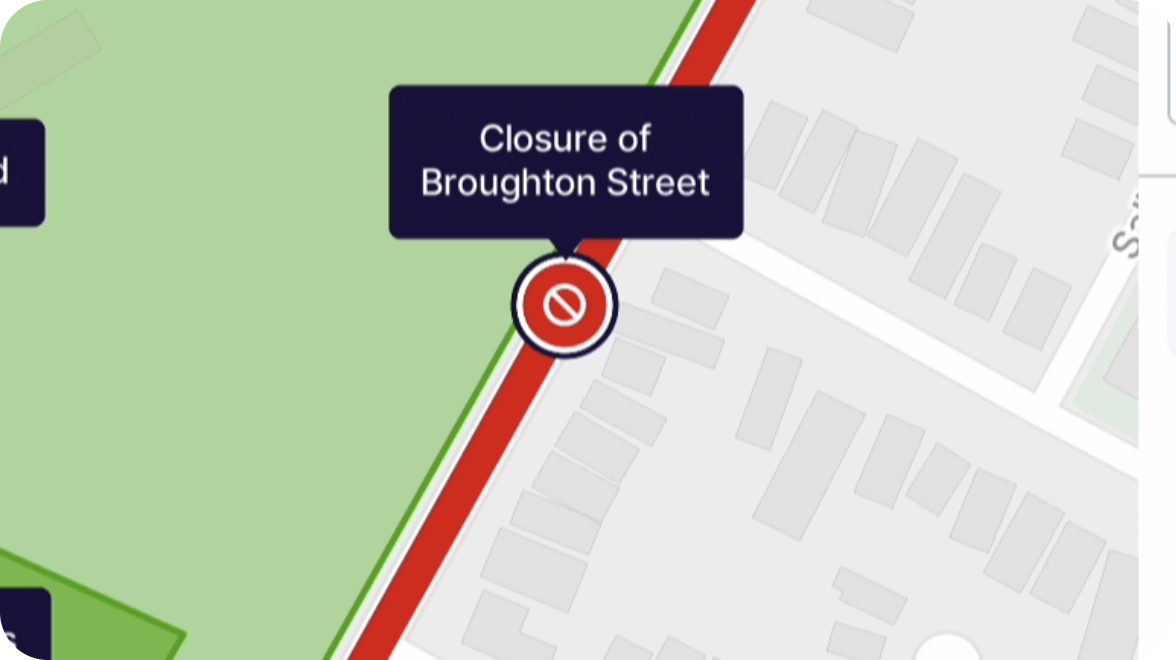 A comment pin on a street in a Spatial Engage map