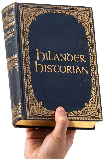 hand holding hilander historian book