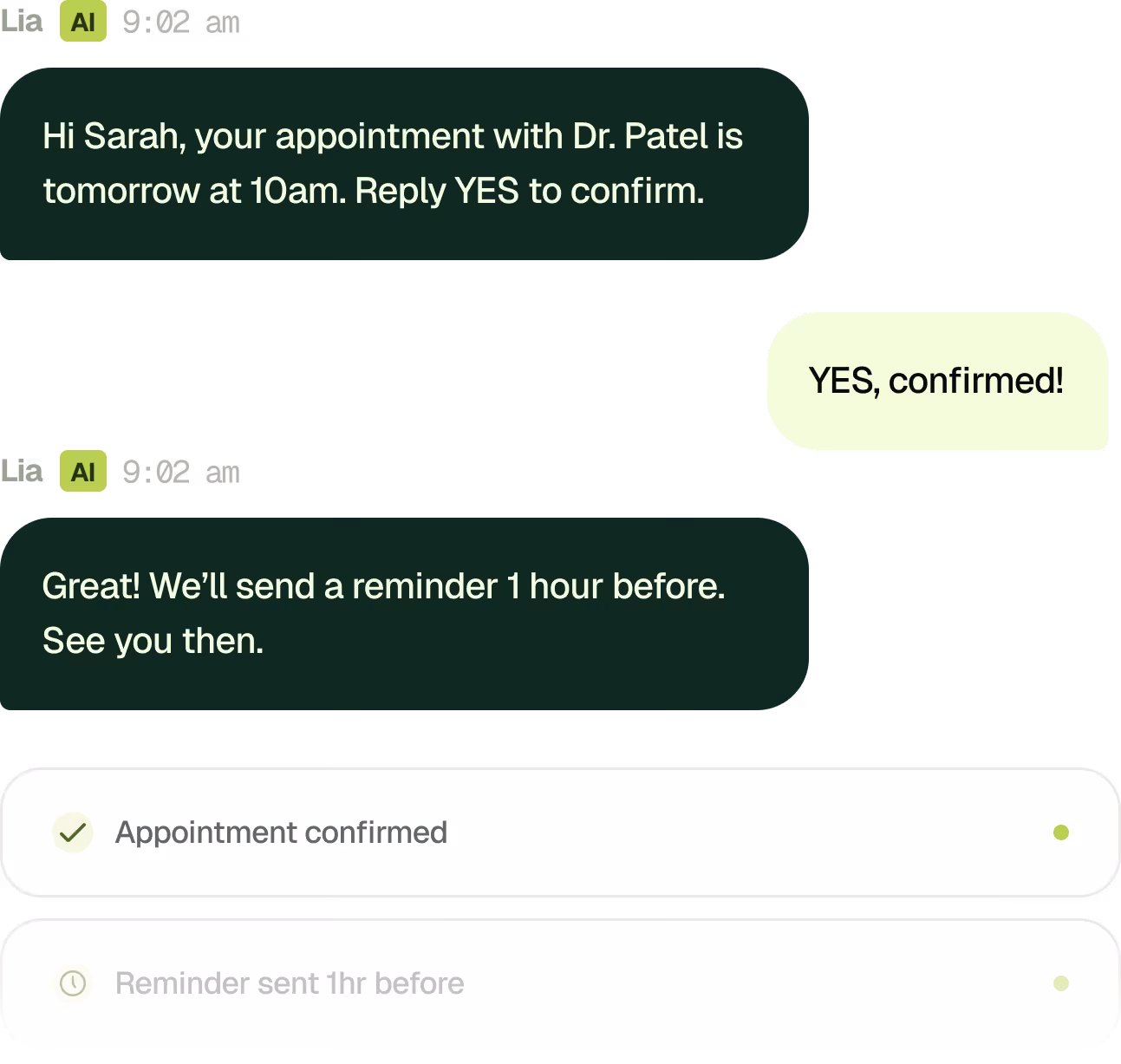 example interface of hona's dashboard showing AI doing customer outreach