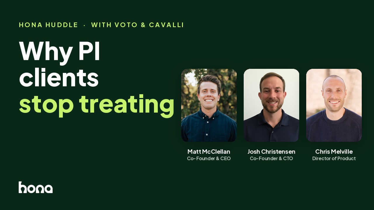 Hona Huddle recap: Why PI clients stop treating, with Rooney from Voto & Cavalli